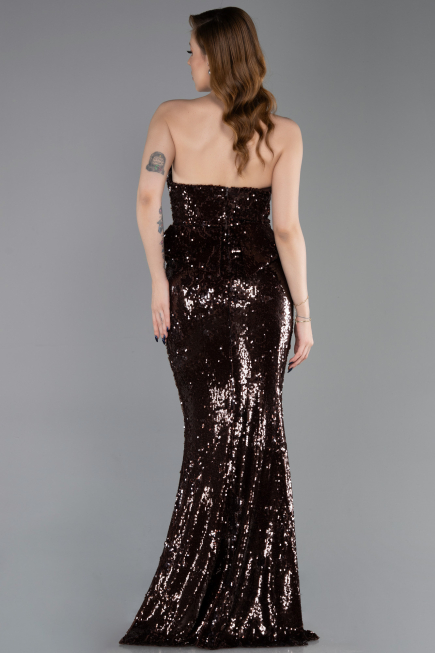 Abendkleid im Meerjungfrau-Stil Lang Braun ABU5721