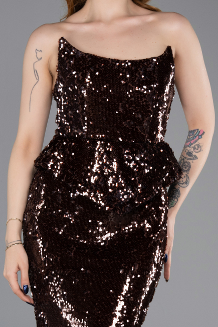 Abendkleid im Meerjungfrau-Stil Lang Braun ABU5721