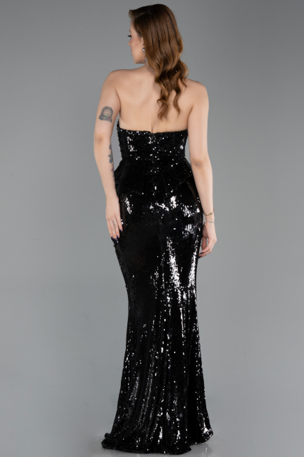 Abendkleid im Meerjungfrau-Stil Lang Schwarz ABU5721