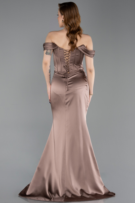 Abendkleid im Meerjungfrau-Stil Lang Satin Bronze ABU6166