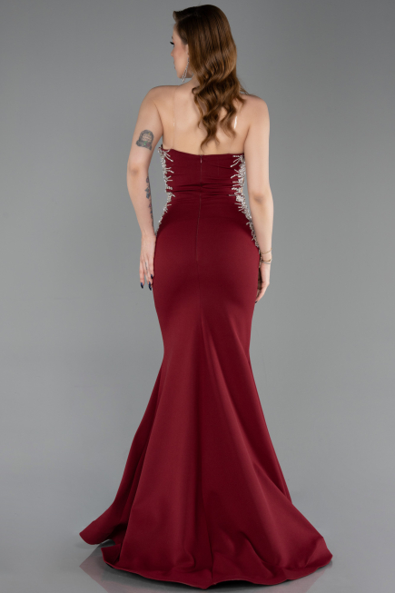 Abendkleid im Meerjungfrau-Stil Lang Weinrot ABU6168