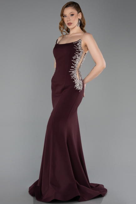 Abendkleid im Meerjungfrau-Stil Lang Kirschrot ABU6168