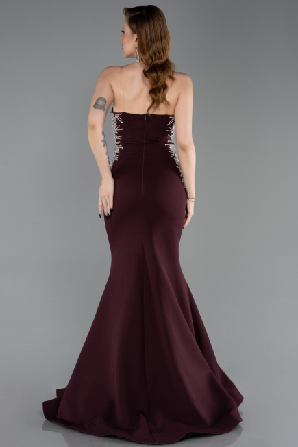 Abendkleid im Meerjungfrau-Stil Lang Kirschrot ABU6168