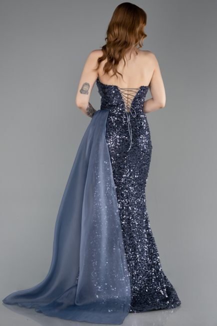Abendkleid Lang Schuppig Anthrazit ABU6173