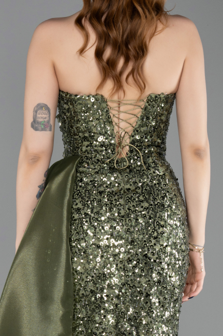 Abendkleid Lang Schuppig Khaki ABU6173