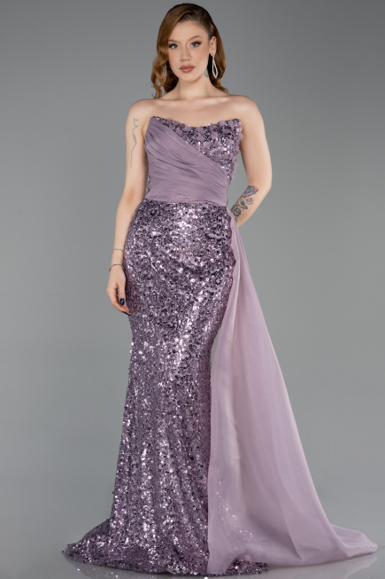 Abendkleid Lang Schuppig Lavendel ABU6173
