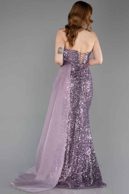 Abendkleid Lang Schuppig Lavendel ABU6173