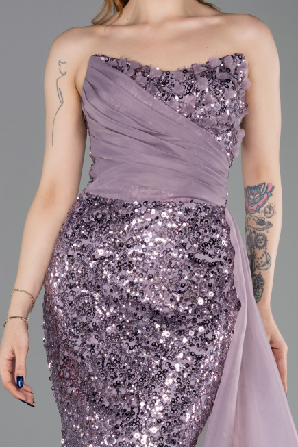 Abendkleid Lang Schuppig Lavendel ABU6173