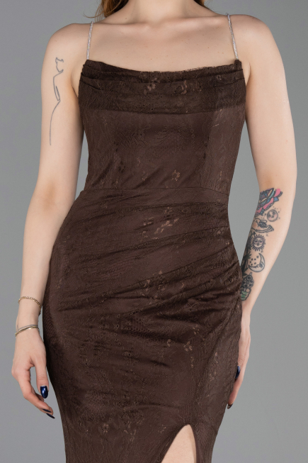 Abschlusskleid Lang Spitze Braun ABU6172