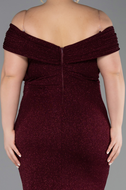 Abendkleid in Übergröße Lang Weinrot ABU5714