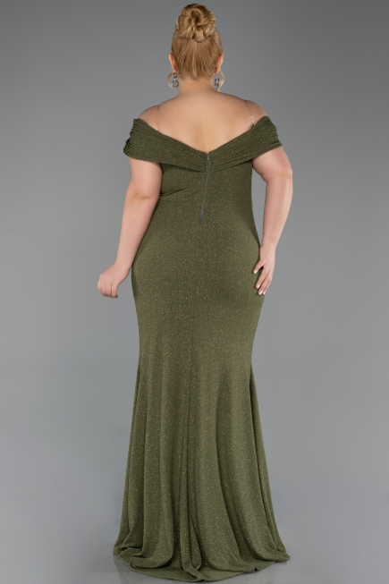 Khaki Abendkleid İn Übergröße Lang ABU5714