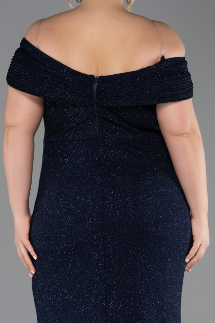 Abendkleid in Übergröße Lang Marineblau ABU5714
