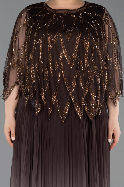 Braun Abendkleid İn Übergröße Chiffon Lang ABU4633