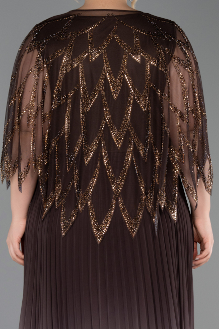 Braun Abendkleid İn Übergröße Chiffon Lang ABU4633