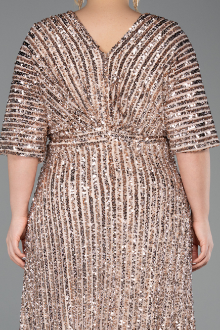Gold Abendkleid İn Übergröße Schuppig Lang ABU5846