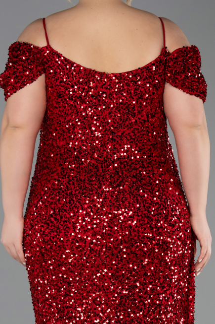 Rot Abendkleid İn Übergröße Lang ABU5232