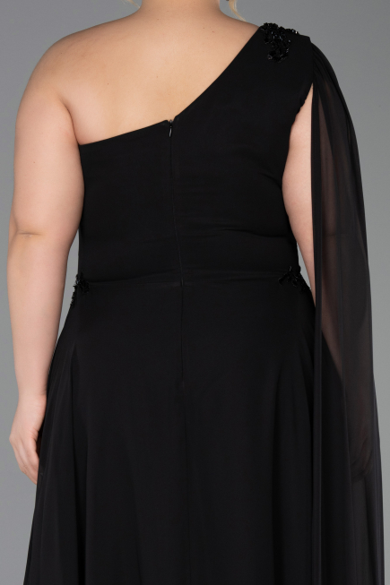 Abendgarderobe in Großen Größen Lang Chiffon Schwarz ABU6136