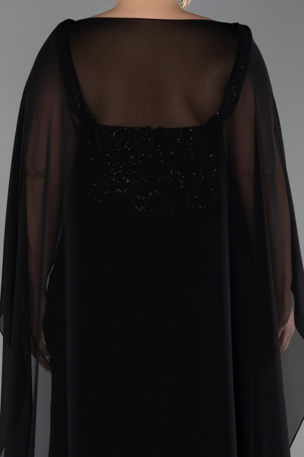 Schwarz Abendgarderobe İn Großen Größen Chiffon Lang ABU6071