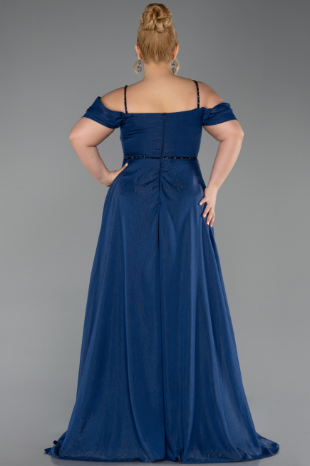 Kleider in Großen Größen Lang Marineblau ABU6185