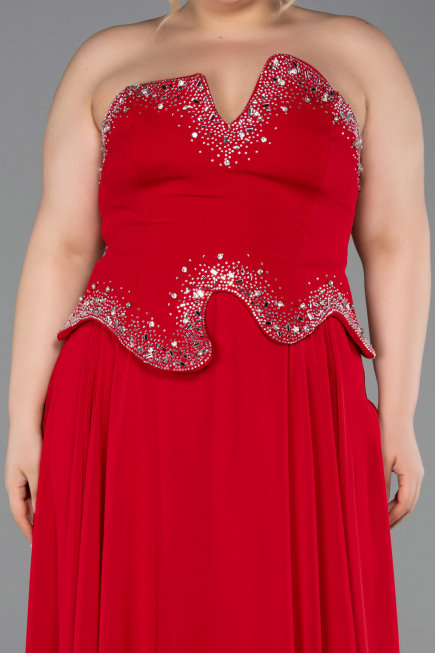 Abendkleid Lang Chiffon Rot ABU6188