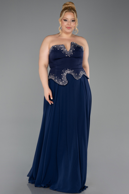 Abendkleid Lang Chiffon Marineblau ABU6188