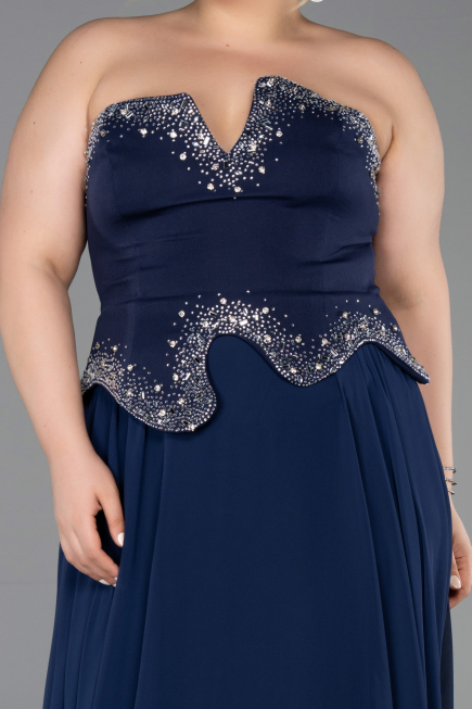 Abendkleid Lang Chiffon Marineblau ABU6188