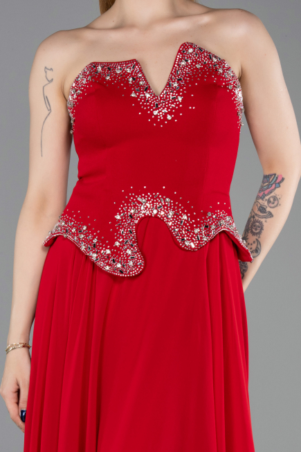 Abendkleid Lang Chiffon Rot ABU6188