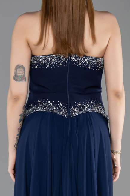Abendkleid Lang Chiffon Marineblau ABU6188