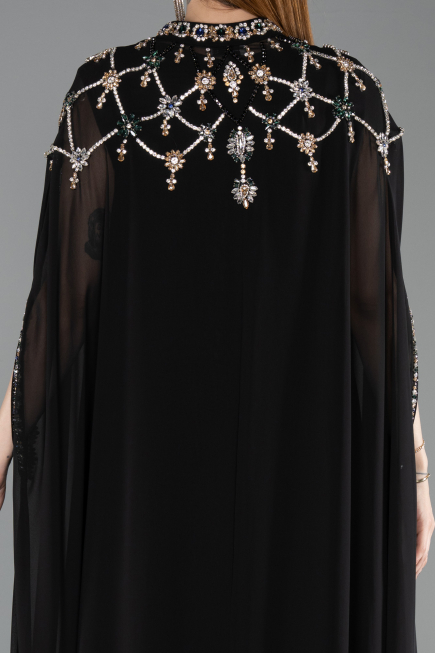 Abendkleid in Übergröße Lang Chiffon Schwarz ABU6175