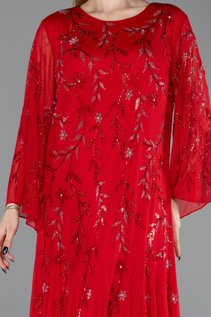 Abendkleid in Übergröße Lang Chiffon Rot ABU6176