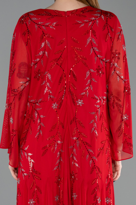 Abendkleid in Übergröße Lang Chiffon Rot ABU6176
