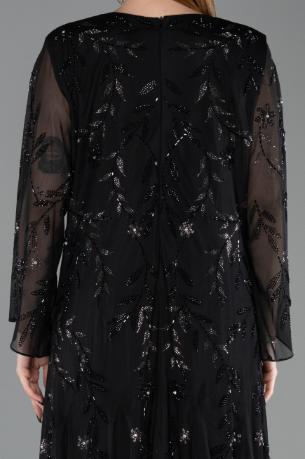 Abendkleid in Übergröße Lang Chiffon Schwarz ABU6176