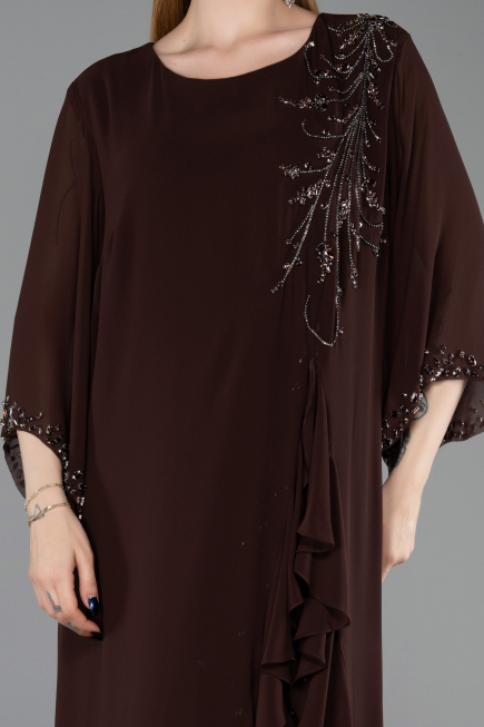 Abendkleid in Übergröße Lang Chiffon Braun ABU6177