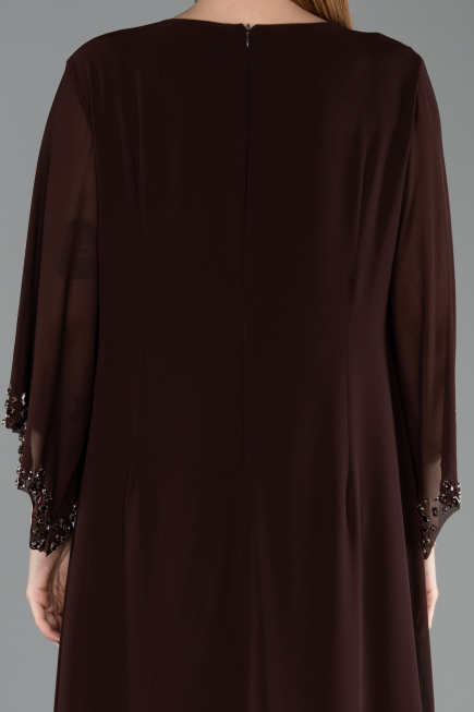 Abendkleid in Übergröße Lang Chiffon Braun ABU6177