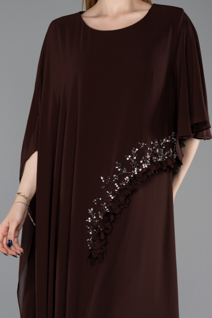 Abendkleid in Übergröße Lang Chiffon Braun ABU6179