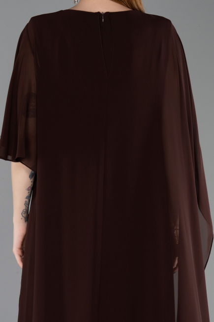 Abendkleid in Übergröße Lang Chiffon Braun ABU6179