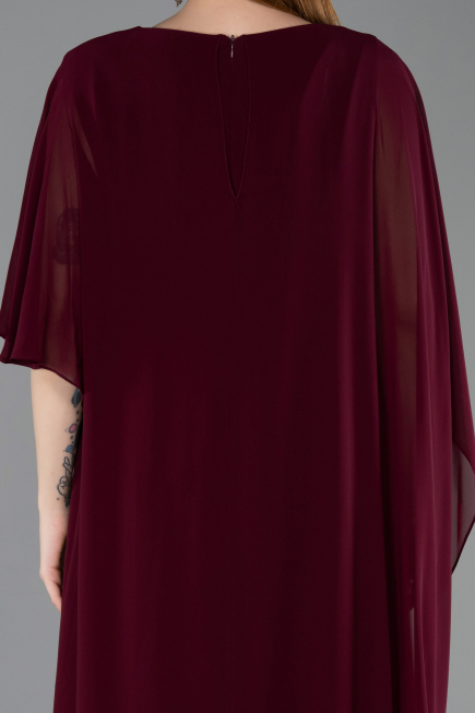 Abendkleid in Übergröße Lang Chiffon Pflaume ABU6179