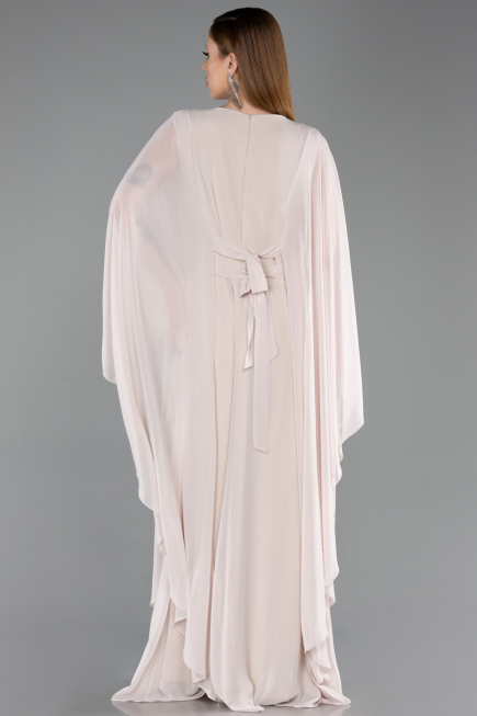Abendgarderobe in Großen Größen Lang Chiffon Beige ABU6180