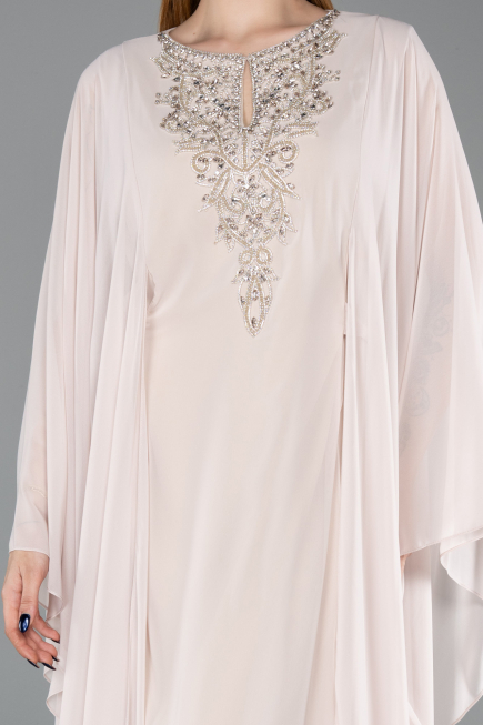 Abendgarderobe in Großen Größen Lang Chiffon Beige ABU6180