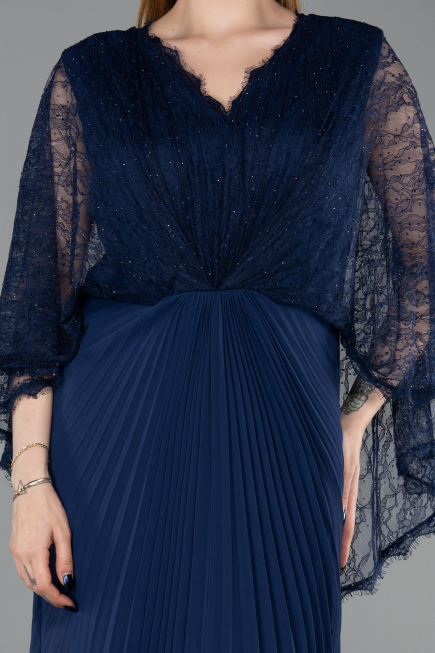 Abendkleid in Übergröße Lang Chiffon Marineblau ABU6181
