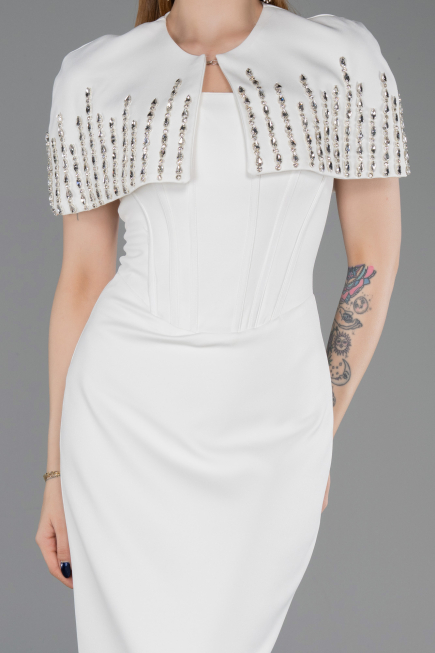 Standesamtkleid Lang Weiß ABU5889