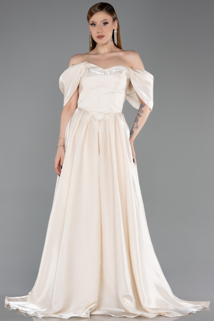 Standesamtkleid Lang Beige ABU6191