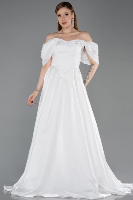Standesamtkleid Lang Weiß ABU6191