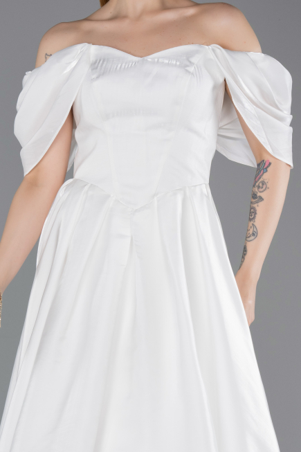 Standesamtkleid Lang Weiß ABU6191