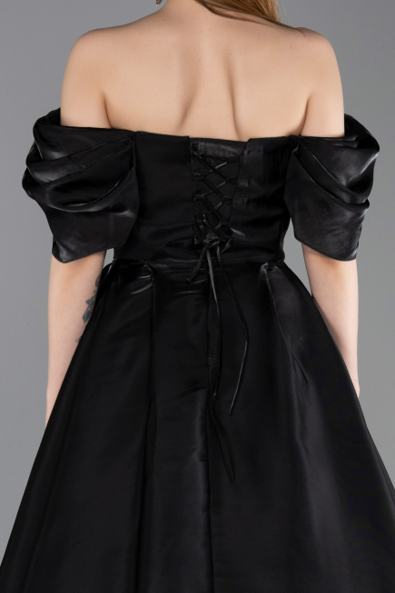 Standesamtkleid Lang Schwarz ABU6191