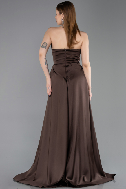 Standesamtkleid Lang Satin Braun ABU6193