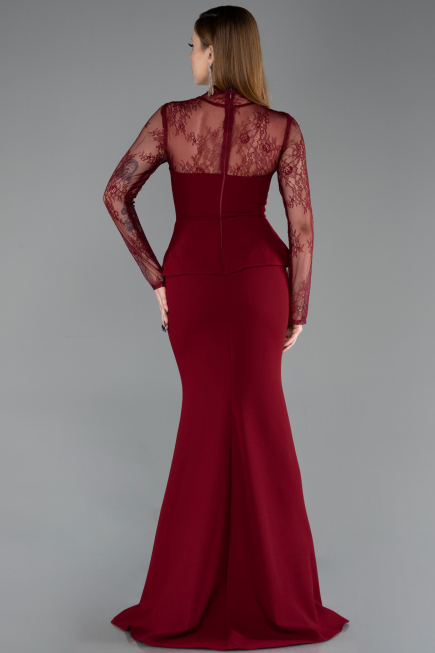 Abendkleid im Meerjungfrau-Stil Lang Weinrot ABU6194