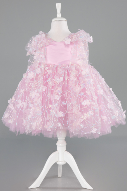 Abendkleid für Kinder Kurz Puder ABK2629