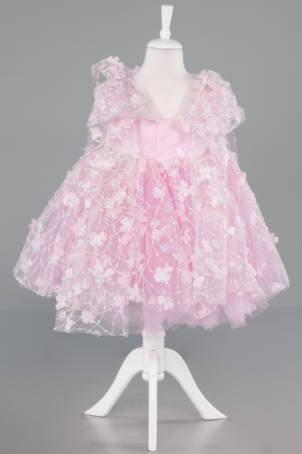Abendkleid für Kinder Kurz Puder ABK2629