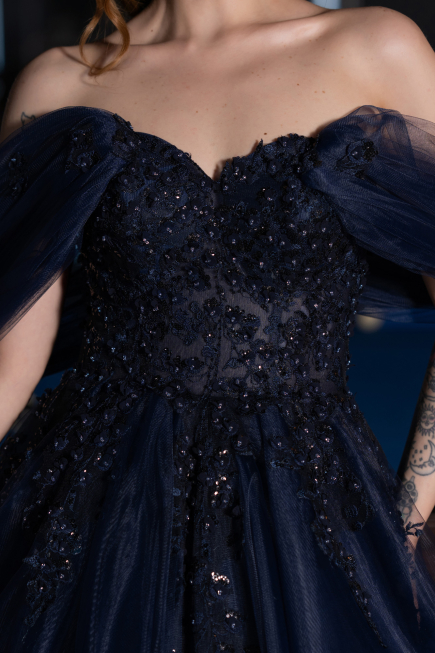 Marineblau Designer Abendkleid Lang ABU3600